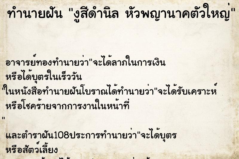 ทำนายฝันงูสีดำนิลหัวพญานาคตัวใหญ่ ทำนายฝันทำนายฝันงูสีดำนิลหัวพญานาคตัวใหญ่